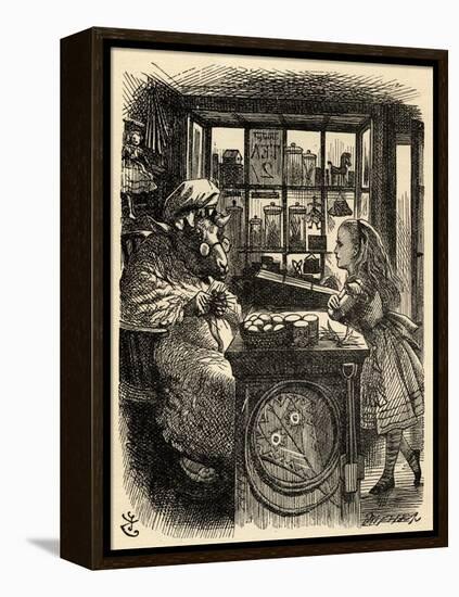 Alice and the Knitting Sheep, Illustration from 'Through the Looking Glass' by Lewis Carroll…-John Tenniel-Framed Premier Image Canvas