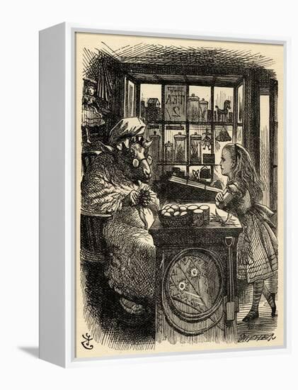 Alice and the Knitting Sheep, Illustration from 'Through the Looking Glass' by Lewis Carroll…-John Tenniel-Framed Premier Image Canvas