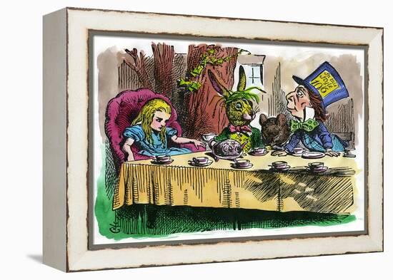 Alice and the Mad Hatter, 1866-John Tenniel-Framed Premier Image Canvas