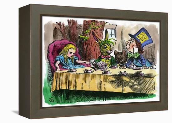 Alice and the Mad Hatter, 1866-John Tenniel-Framed Premier Image Canvas