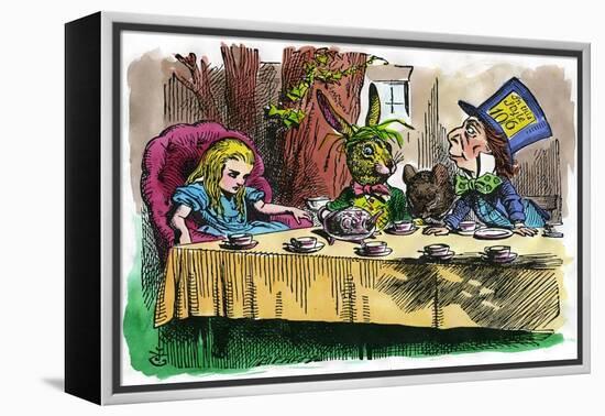 Alice and the Mad Hatter, 1866-John Tenniel-Framed Premier Image Canvas