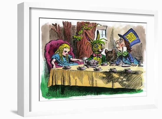 Alice and the Mad Hatter, 1866-John Tenniel-Framed Giclee Print