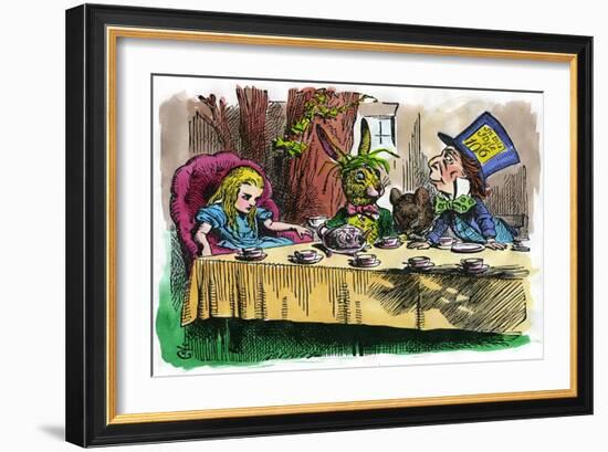 Alice and the Mad Hatter, 1866-John Tenniel-Framed Giclee Print