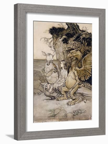 Alice and the Mock Turtle, Illustration from 'Alice's Adventures in Wonderland', 1907-Arthur Rackham-Framed Giclee Print