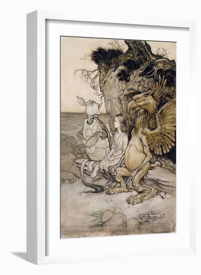 Alice and the Mock Turtle, Illustration from 'Alice's Adventures in Wonderland', 1907-Arthur Rackham-Framed Giclee Print