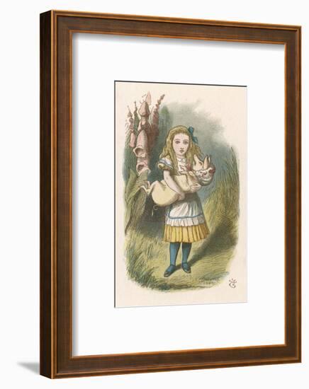 Alice and the Pig Alice Carrying a Baby Pig-John Tenniel-Framed Photographic Print