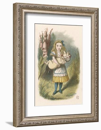 Alice and the Pig Alice Carrying a Baby Pig-John Tenniel-Framed Photographic Print