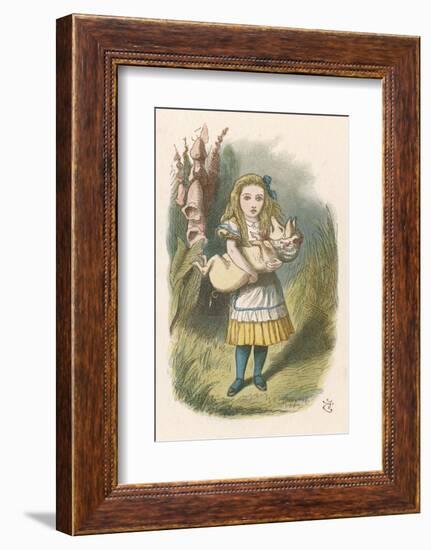 Alice and the Pig Alice Carrying a Baby Pig-John Tenniel-Framed Photographic Print