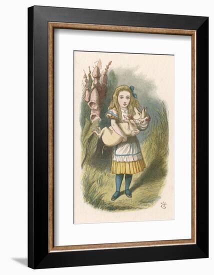 Alice and the Pig Alice Carrying a Baby Pig-John Tenniel-Framed Photographic Print