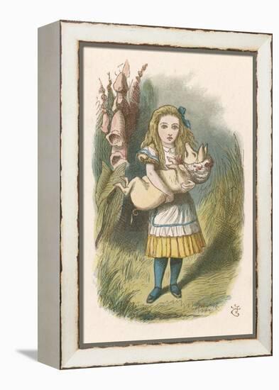 Alice and the Pig Alice Carrying a Baby Pig-John Tenniel-Framed Premier Image Canvas