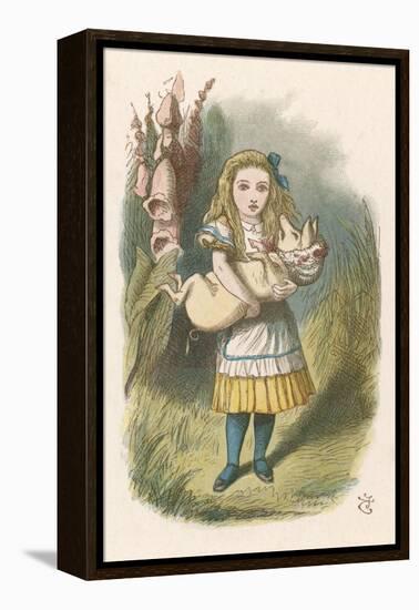 Alice and the Pig Alice Carrying a Baby Pig-John Tenniel-Framed Premier Image Canvas