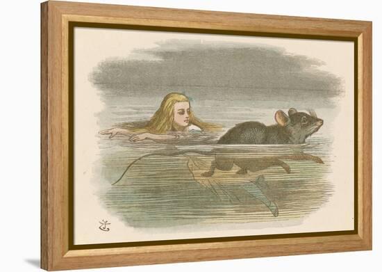 Alice and the Pool of Tears Swimming in It with a Mouse-John Tenniel-Framed Premier Image Canvas