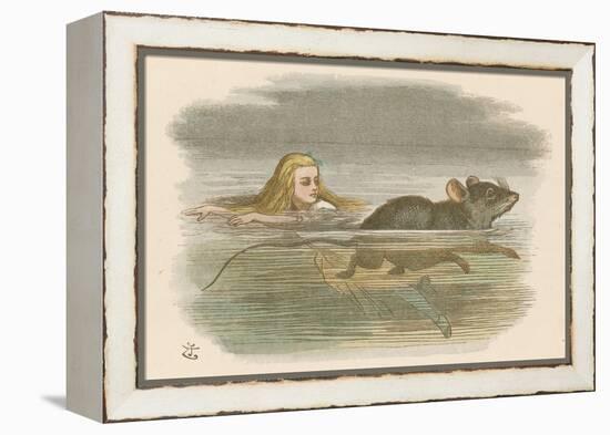 Alice and the Pool of Tears Swimming in It with a Mouse-John Tenniel-Framed Premier Image Canvas