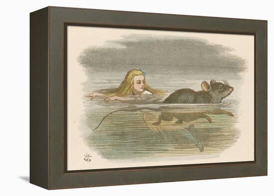 Alice and the Pool of Tears Swimming in It with a Mouse-John Tenniel-Framed Premier Image Canvas