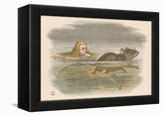 Alice and the Pool of Tears Swimming in It with a Mouse-John Tenniel-Framed Premier Image Canvas