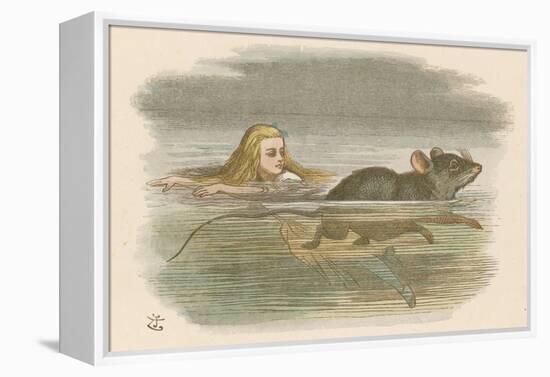 Alice and the Pool of Tears Swimming in It with a Mouse-John Tenniel-Framed Premier Image Canvas