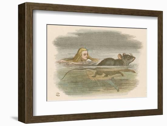 Alice and the Pool of Tears Swimming in It with a Mouse-John Tenniel-Framed Premium Photographic Print