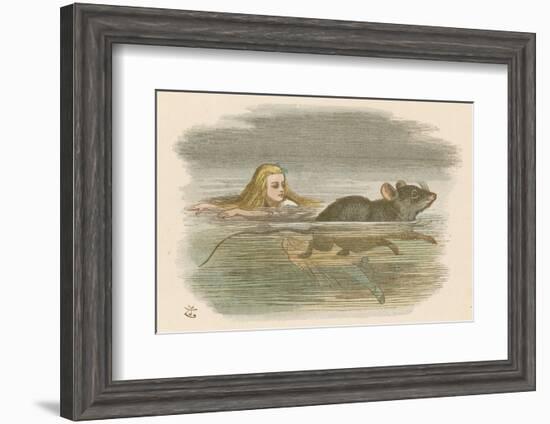 Alice and the Pool of Tears Swimming in It with a Mouse-John Tenniel-Framed Photographic Print