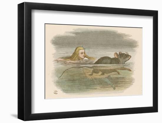 Alice and the Pool of Tears Swimming in It with a Mouse-John Tenniel-Framed Photographic Print