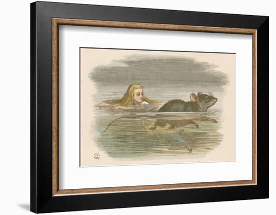 Alice and the Pool of Tears Swimming in It with a Mouse-John Tenniel-Framed Photographic Print