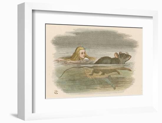 Alice and the Pool of Tears Swimming in It with a Mouse-John Tenniel-Framed Photographic Print