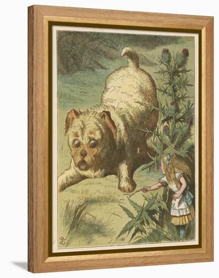 Alice and the Puppy-John Tenniel-Framed Stretched Canvas