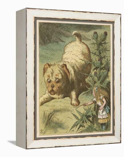 Alice and the Puppy-John Tenniel-Framed Stretched Canvas