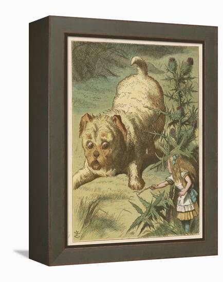 Alice and the Puppy-John Tenniel-Framed Stretched Canvas