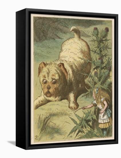 Alice and the Puppy-John Tenniel-Framed Stretched Canvas