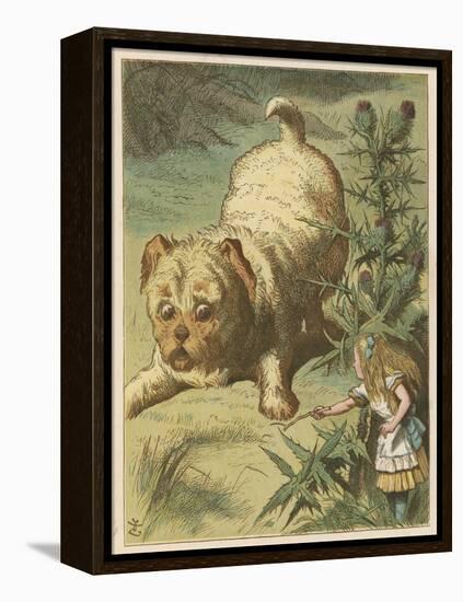Alice and the Puppy-John Tenniel-Framed Stretched Canvas