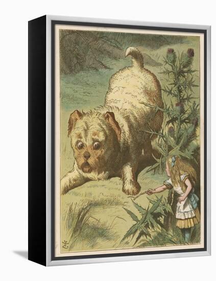 Alice and the Puppy-John Tenniel-Framed Stretched Canvas