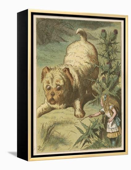 Alice and the Puppy-John Tenniel-Framed Stretched Canvas