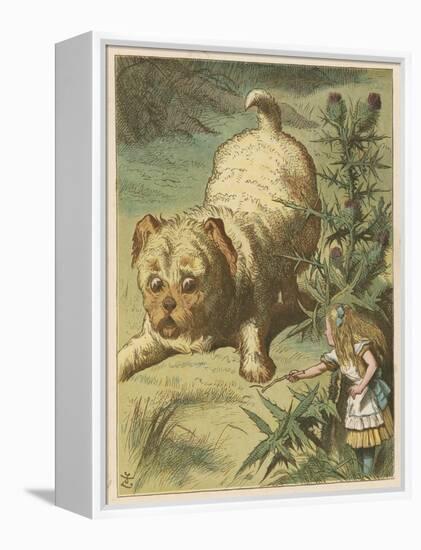 Alice and the Puppy-John Tenniel-Framed Stretched Canvas