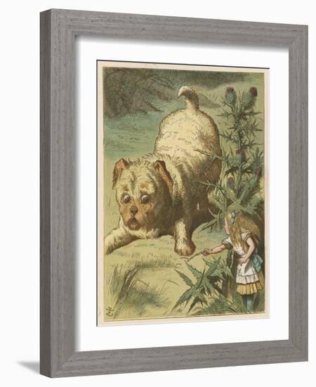 Alice and the Puppy-John Tenniel-Framed Art Print