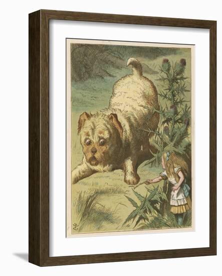 Alice and the Puppy-John Tenniel-Framed Art Print