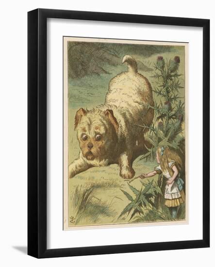 Alice and the Puppy-John Tenniel-Framed Art Print