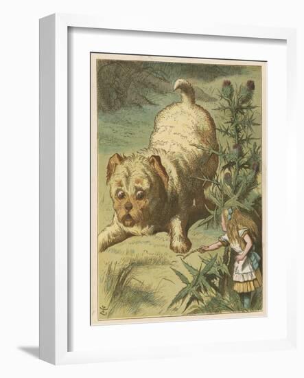 Alice and the Puppy-John Tenniel-Framed Art Print