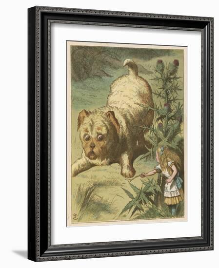 Alice and the Puppy-John Tenniel-Framed Art Print