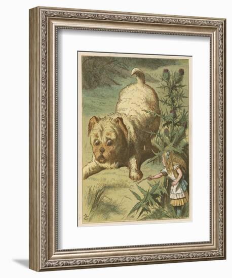 Alice and the Puppy-John Tenniel-Framed Art Print