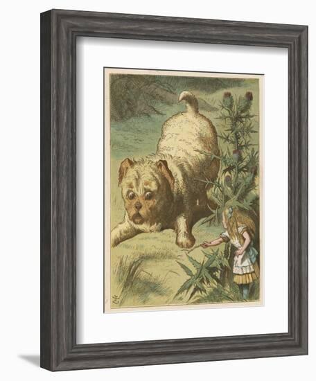 Alice and the Puppy-John Tenniel-Framed Art Print