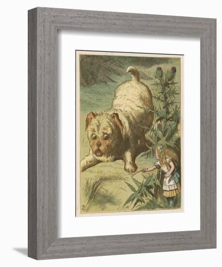 Alice and the Puppy-John Tenniel-Framed Art Print