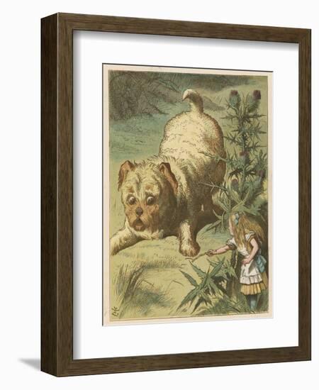 Alice and the Puppy-John Tenniel-Framed Art Print