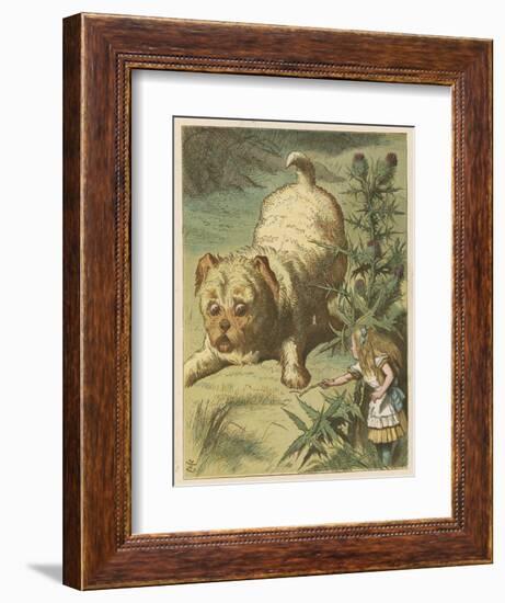 Alice and the Puppy-John Tenniel-Framed Art Print