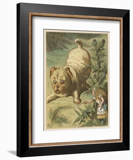 Alice and the Puppy-John Tenniel-Framed Art Print