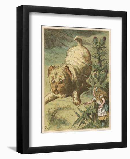 Alice and the Puppy-John Tenniel-Framed Art Print