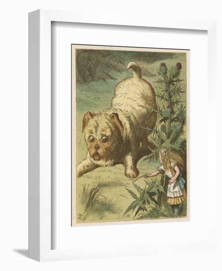 Alice and the Puppy-John Tenniel-Framed Art Print