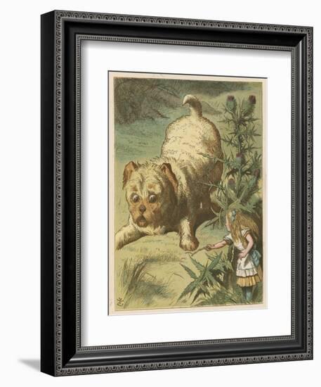 Alice and the Puppy-John Tenniel-Framed Art Print