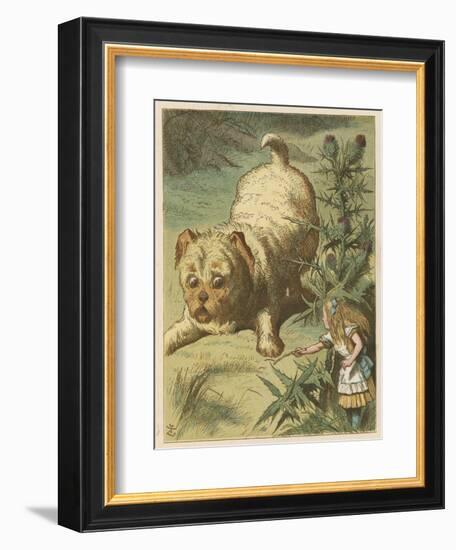 Alice and the Puppy-John Tenniel-Framed Art Print