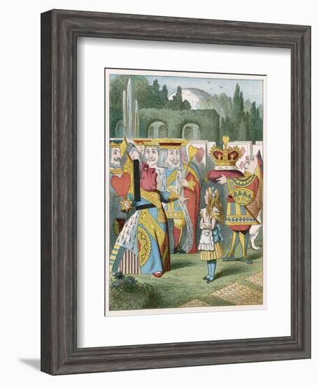 Alice and the Queen of Hearts: "Off with Her Head!"-John Tenniel-Framed Art Print