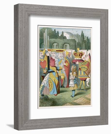 Alice and the Queen of Hearts: "Off with Her Head!"-John Tenniel-Framed Art Print